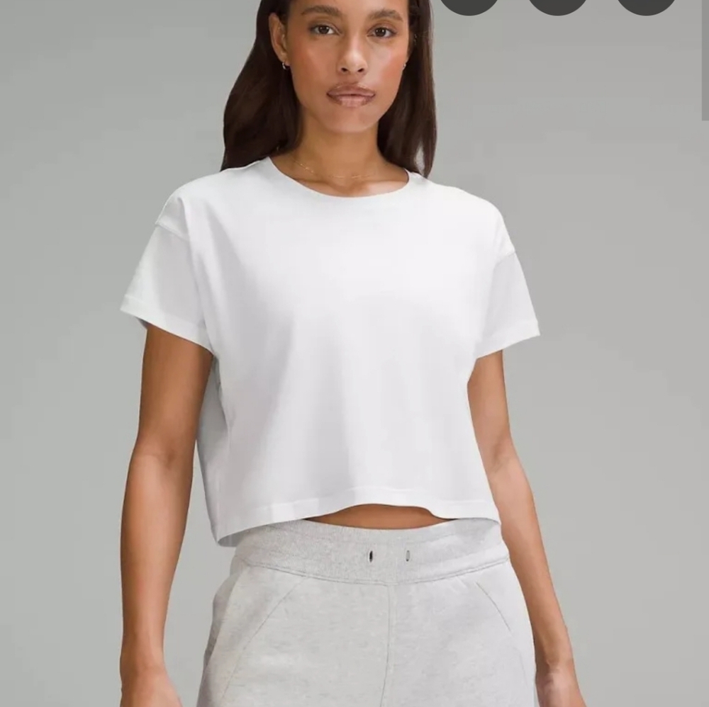 (14) lululemon athletica White Cropped Tee In Bone